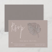 Gentle simple embossed tropical leaf RSVP