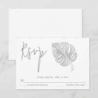Gentle simple embossed tropical leaf RSVP