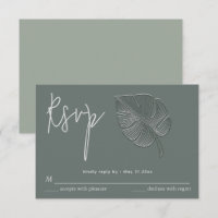 Gentle simple embossed tropical leaf RSVP
