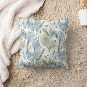 Gentle Snowdrop Cottagecore Pastel Floral Design Cushion