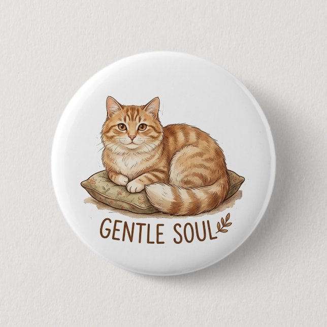 Gentle soul cat 6 cm round badge (Front)
