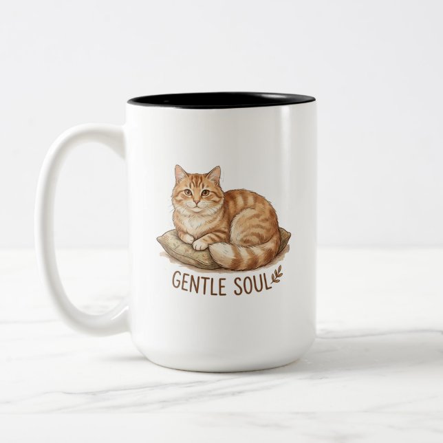 gentle soul cat Two-Tone coffee mug (Left)