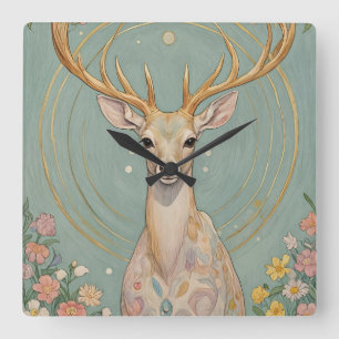Gentle Spirit: A Pastel Deer Square Wall Clock