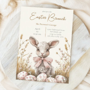 Gentle Spring Lamb & Pastel Easter Egg Hunt Invitation