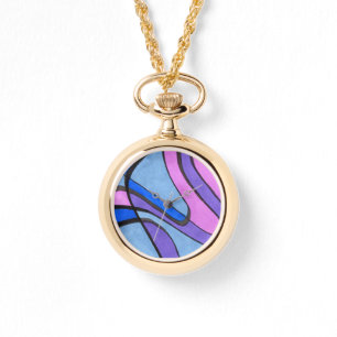 Gentle swirls in pink, blues and purple watch