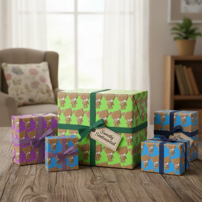 Gentle Teddy Bear Gift Wrap – Sweetly Sentimental  (Gentle Teddy Bear Gift Wrap – Sweetly Sentimental)