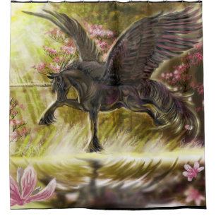 Gentle Touch~winged unicorn Shower Curtain