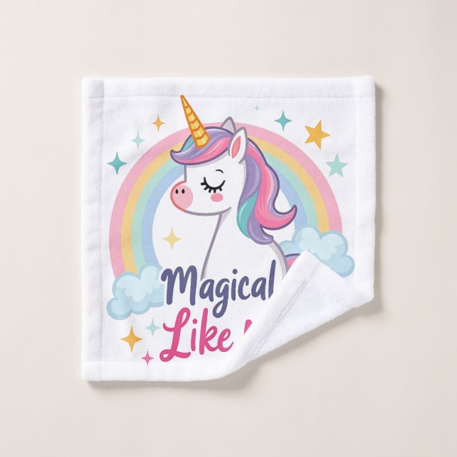 Gentle Unicorn with Rainbow  Wash Cloth (Wash Cloth)