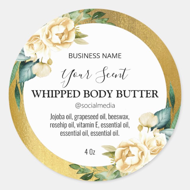 Gentle Vintage Styled Gold Body Butter Labels (Front)