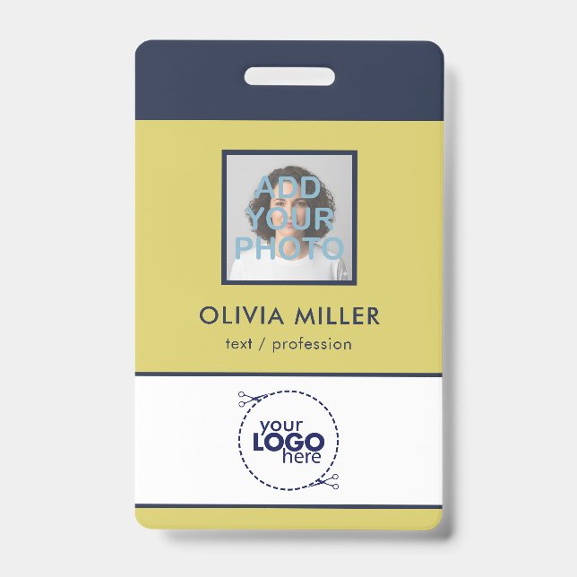 Gentle Warm Yellow Minimalist ID Badge (Front)