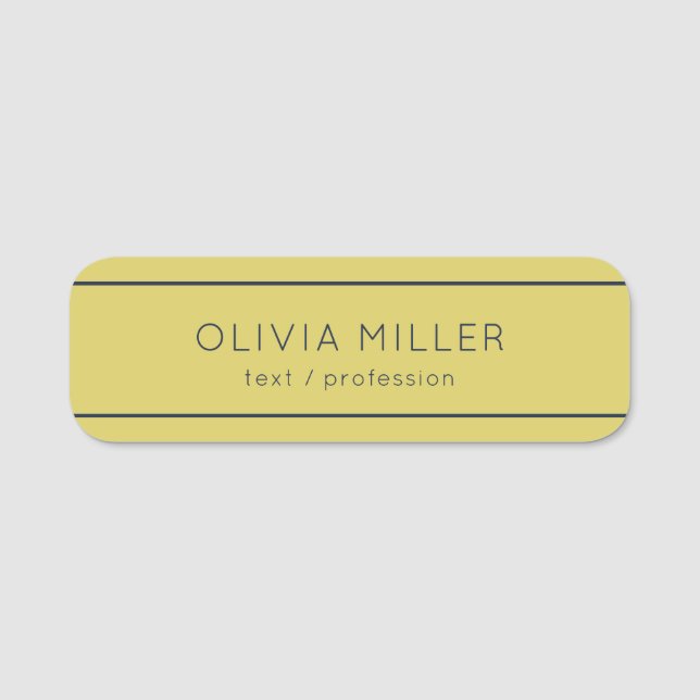 Gentle Warm Yellow Minimalist Name Tag (Front)