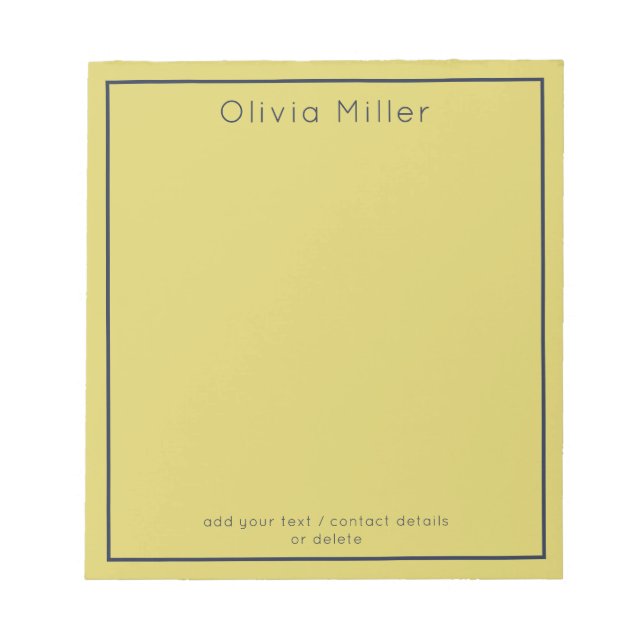 Gentle Warm Yellow Minimalist Notepad (Front)