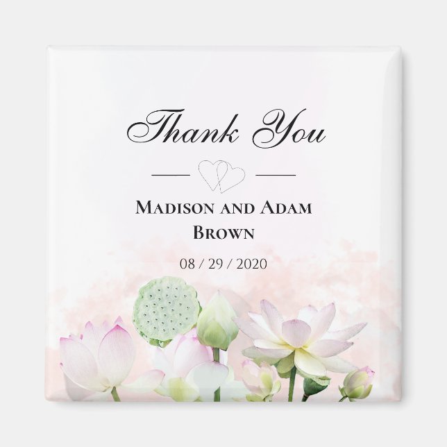Gentle Water Lilies and Loti Watercolor Thank You Magnet (Front)