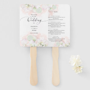 Gentle Water Lilies & Loti Watercolor Wedding Menu Hand Fan