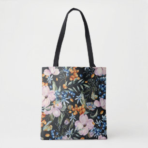 Gentle Watercolor: Pink Floral Berries Tote Bag