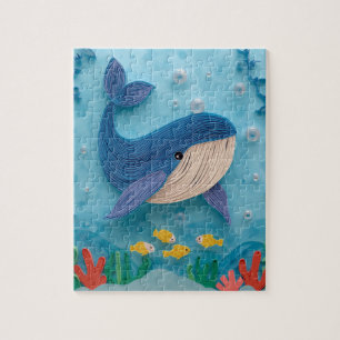 Gentle Whale Calf Paper Art Jigsaw Puzzle