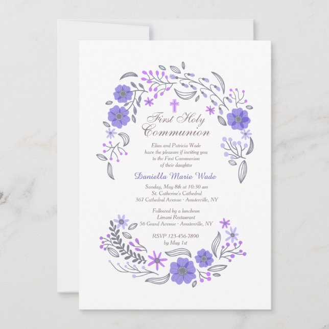 Gentle Whisper Lavender Invitation (Front)