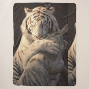 Gentle White Tiger Sherpa Blanket – Comfort & Calm