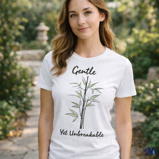 Gentle Yet Unbreakable - Bamboo Strength Line Art  T-Shirt (Creator Uploaded)