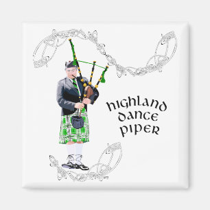 Gentleman Bagpiper in Green Kilt Magnet