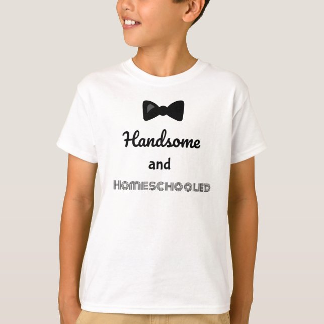 Gentleman Bow Tie Handsome and Homeschooled T-Shirt (Front)