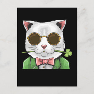 Gentleman Cat Shamrock Men Women St. Patrick's Day Postcard