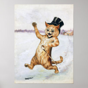 Gentleman Cat Walking on the Snow, Louis Wain Poster