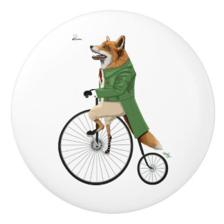 Gentleman Fox chasing dragonfly Ceramic Knob