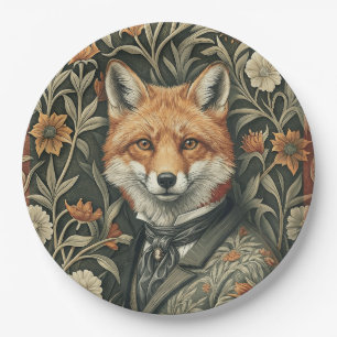 Gentleman Fox in Evening Attire Vintage Woodland Paper Plate