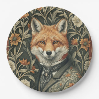 Gentleman Fox in Evening Attire Vintage Woodland Paper Plate