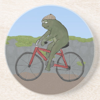 Gentleman Frog on a Bicycle Coaster