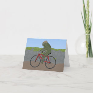 Gentleman Frog on a Bicycle Note Card