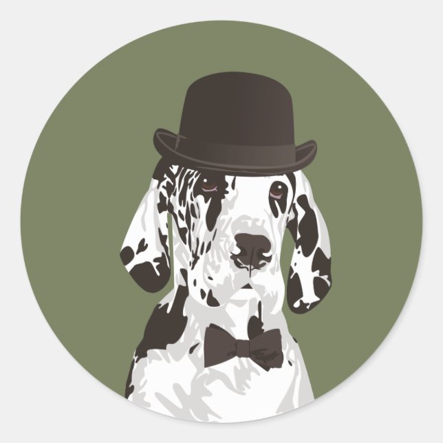 Gentleman Great Dane Dog for Dog Lovers Classic Round Sticker (Front)