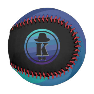 Gentleman hat bow blue ombre name initial monogram baseball