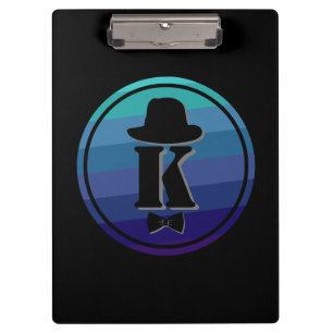 Gentleman hat bow blue ombre name initial monogram clipboard