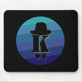 Gentleman hat bow blue ombre name initial monogram mouse pad