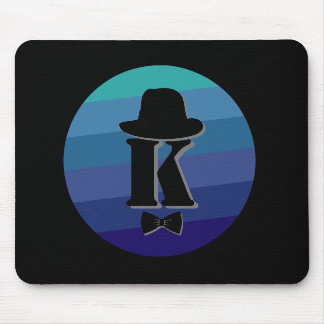 Gentleman hat bow blue ombre name initial monogram mouse pad (Front)