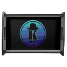 Gentleman hat bow blue ombre name initial monogram