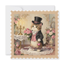 Gentleman Hat Cat – Vintage Valentine’s Day Card