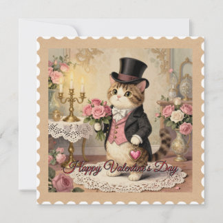 Gentleman Hat Cat – Vintage Valentine’s Day Card