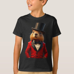 Gentleman Hat Happy Groundhog Day 2025 Groundhog  T-Shirt