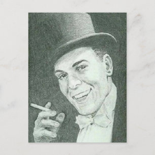 Gentleman in Top Hat Smoking Cigarette Postcard