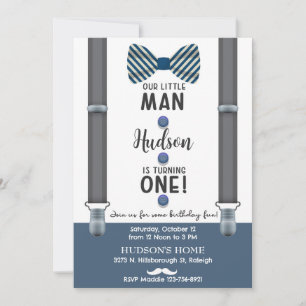 Gentleman little man boy birthday invite. invitation