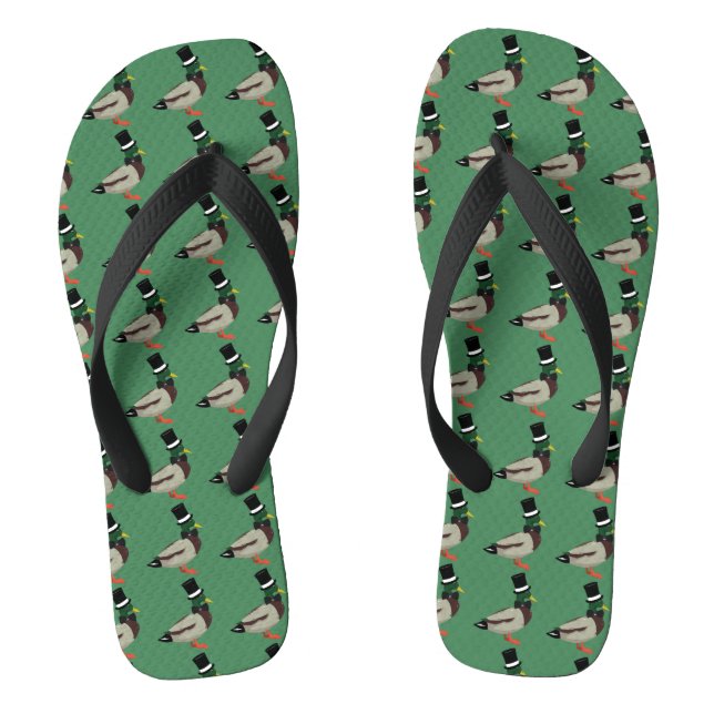 Gentleman Mallard Duck Pattern Flip Flops (Footbed)