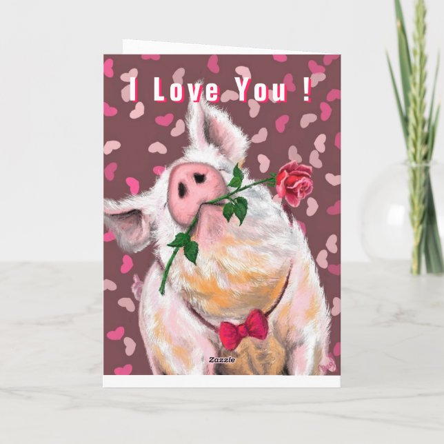 Gentleman Pig Funny Valentine's Day Card (Back)