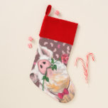 Gentleman Pig - Romantic - Funny Christmas Stocking<br><div class="desc">Gentleman Pig - Funny Cartoon Painting Fun Collection - Choose / Add Your Unique Text / Name / Colour - Make Your Special Gift - Resize and move or remove / add elements - image / text with customisation tool. Painting and Design by MIGNED. Please see my other projects /...</div>