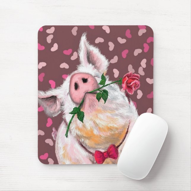 Gentleman Pig - Romantic - Funny Mouse Pad (With Mouse)