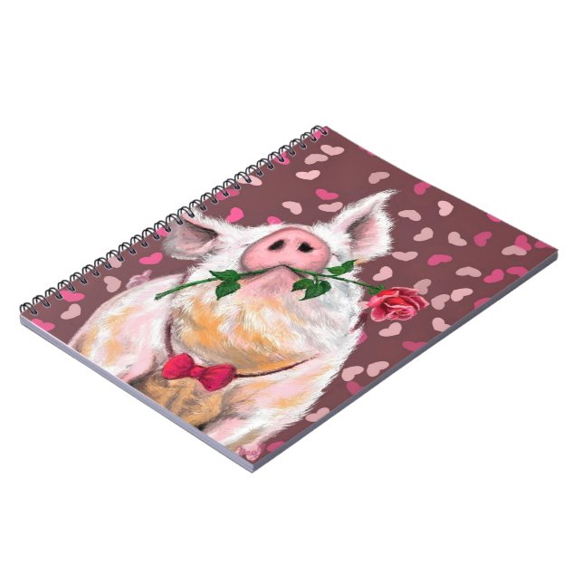 Gentleman Pig - Romantic - Funny Notebook (Left Side)