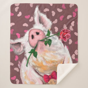 Gentleman Pig - Romantic - Funny Sherpa Blanket