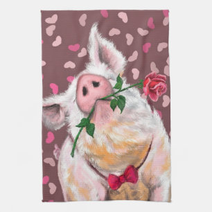 Gentleman Pig - Romantic - Funny Tea Towel